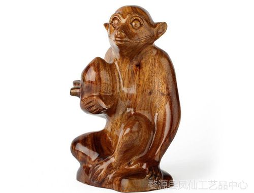 摆件t木雕猴 红木雕刻工艺品摆件 祝寿礼品猴子献桃 大号生肖猴子
